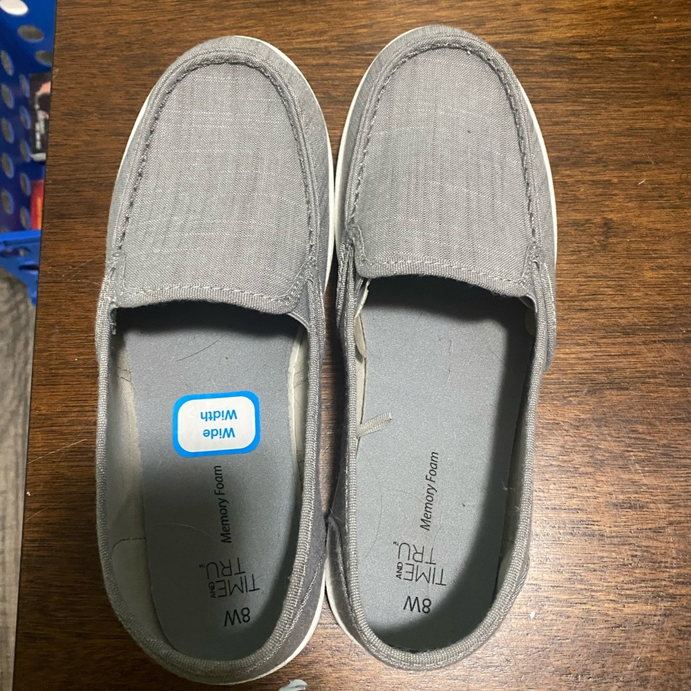 NWOT Time and Tru Gray Slip-On Shoes - size 8W
